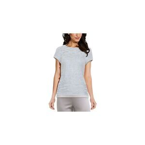 NWT ADRIANNA PAPELL Womens Gray Zippered Short Sleeve Scoop Neck Cocktail Top 4